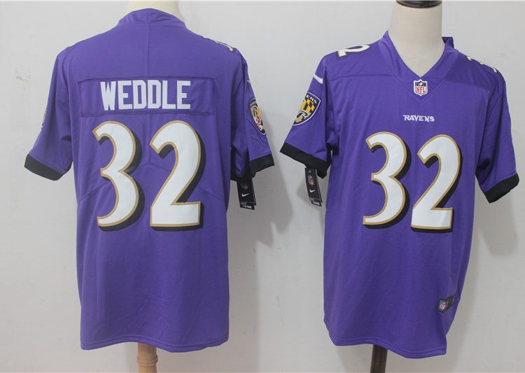 Men's Baltimore Ravens Eric Weddle #32 Purple Jersey