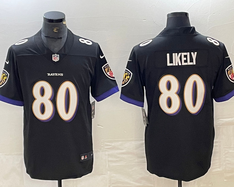 Men's Baltimore Ravens Isaiah Likely #80 Black Jersey