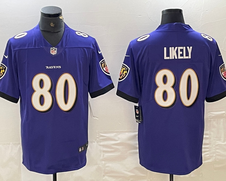 Men's Baltimore Ravens Isaiah Likely #80 Purple Jersey
