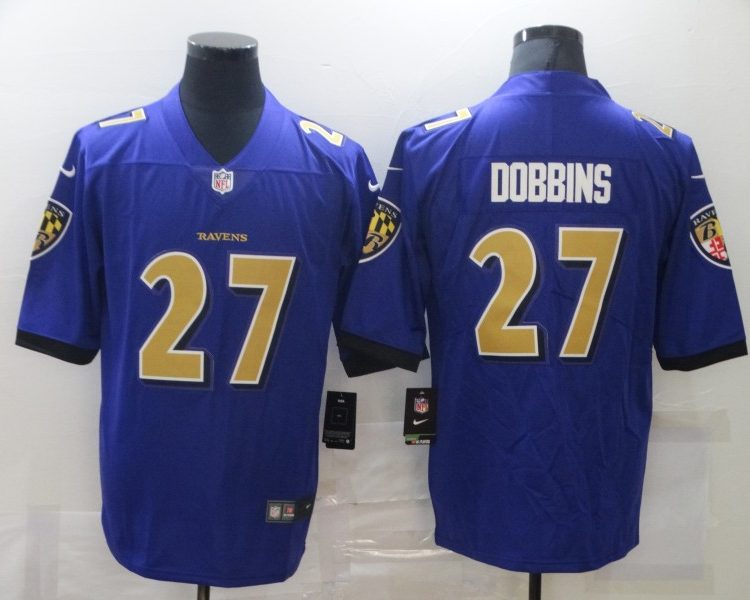 Men's Baltimore Ravens J.K. Dobbins #27 Purple Jersey