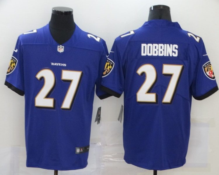 Men's Baltimore Ravens J.K. Dobbins #27 Purple Jersey