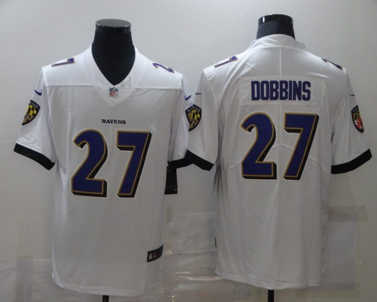 Men's Baltimore Ravens J.K. Dobbins #27 White Jersey