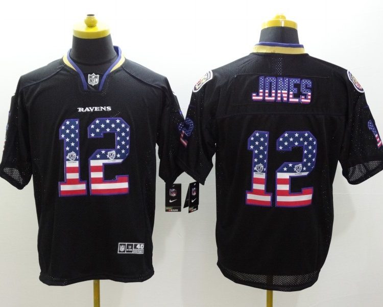Men's Baltimore Ravens Jacoby Jones #12 Black Jersey