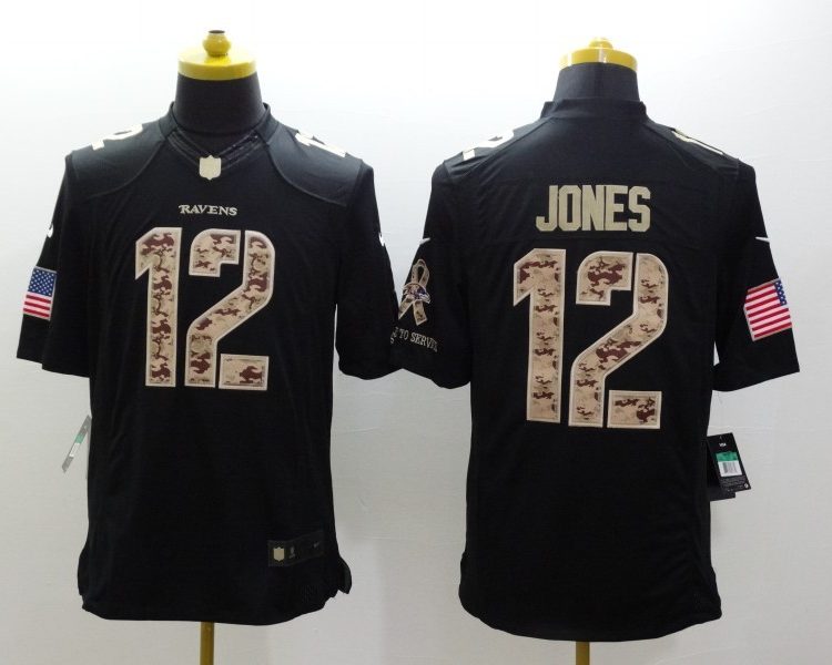 Men's Baltimore Ravens Jacoby Jones #12 Black Jersey