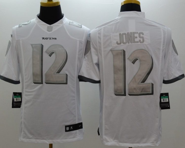 Men's Baltimore Ravens Jacoby Jones #12 White Jersey