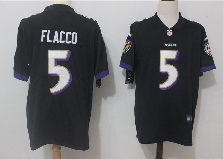Men's Baltimore Ravens Joe Flacco #5 Black Jersey