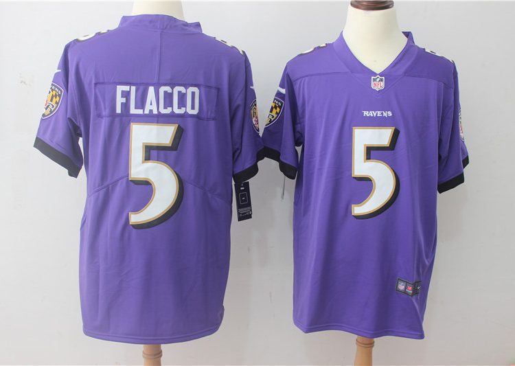 Men's Baltimore Ravens Joe Flacco #5 Purple Jersey