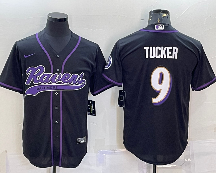 Men's Baltimore Ravens Justin Tucker #9 Black Jersey Joint Edition