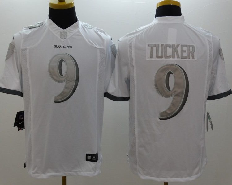 Men's Baltimore Ravens Justin Tucker #9 White Jersey