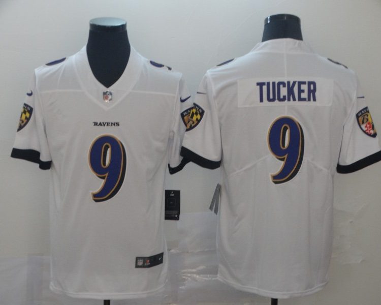 Men's Baltimore Ravens Justin Tucker #9 White Jersey
