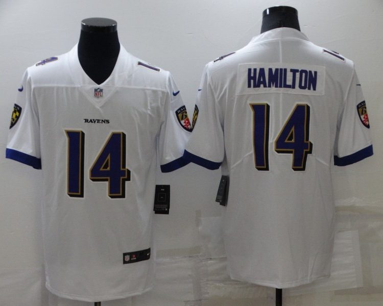 Men's Baltimore Ravens Kyle Hamilton #14 White Jersey