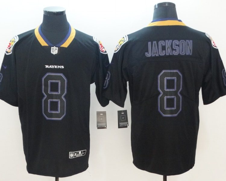 Men's Baltimore Ravens Lamar Jackson #8 Black Authentic Jersey