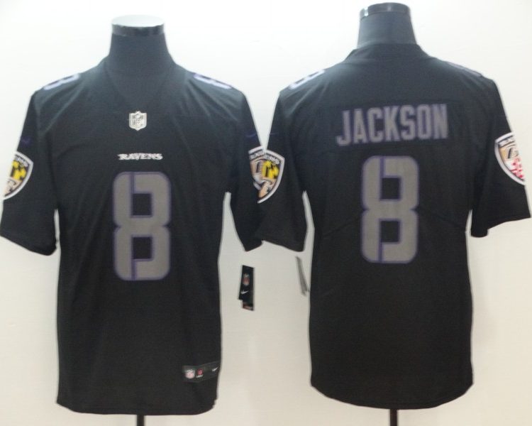 Men's Baltimore Ravens Lamar Jackson #8 Black Authentic Jersey