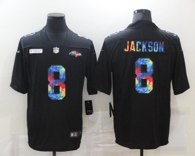 Men's Baltimore Ravens Lamar Jackson #8 Black Jersey