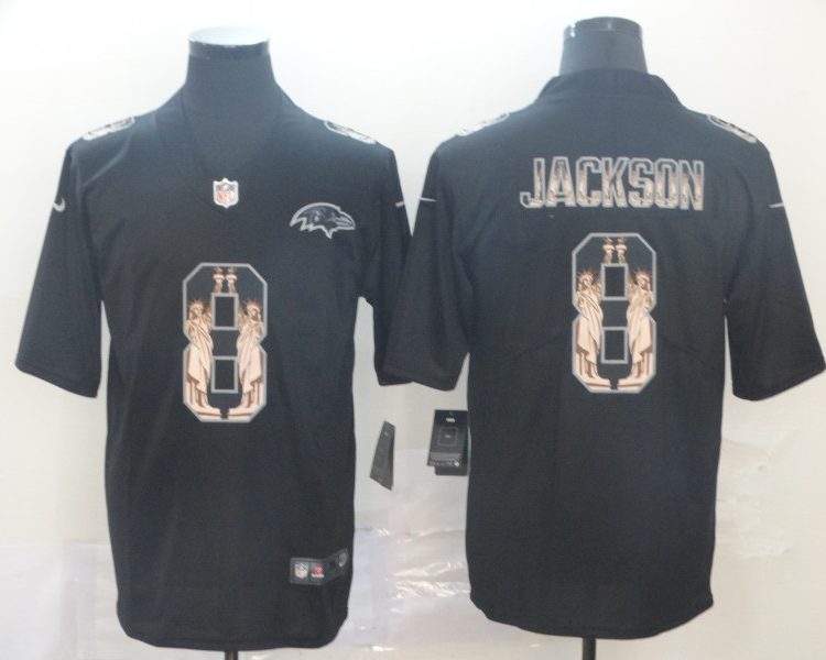 Men's Baltimore Ravens Lamar Jackson #8 Black Team Jersey