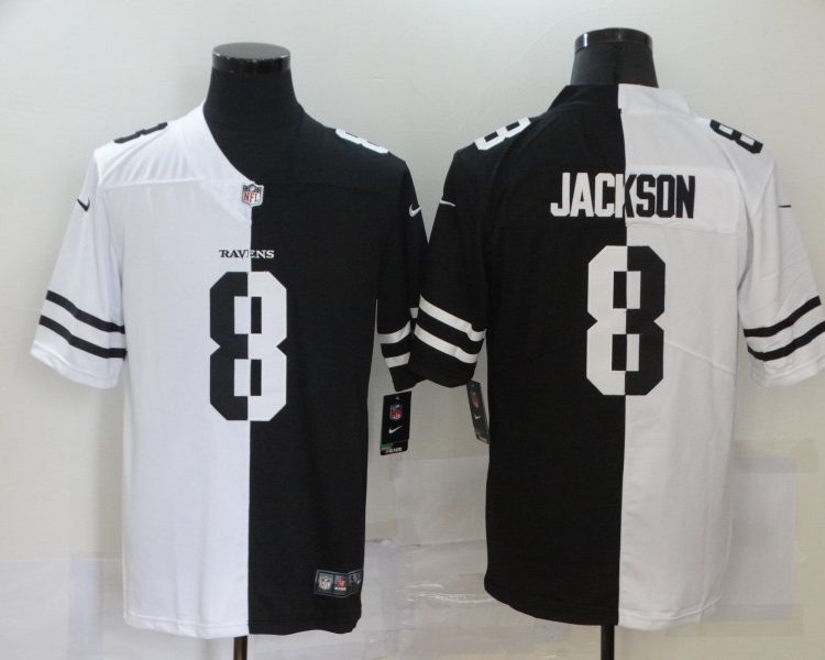 Men's Baltimore Ravens Lamar Jackson #8 Black/White Jersey