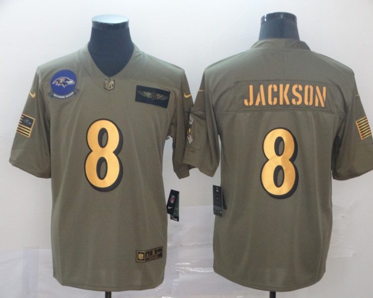 Men's Baltimore Ravens Lamar Jackson #8 Brown Alternate Jersey
