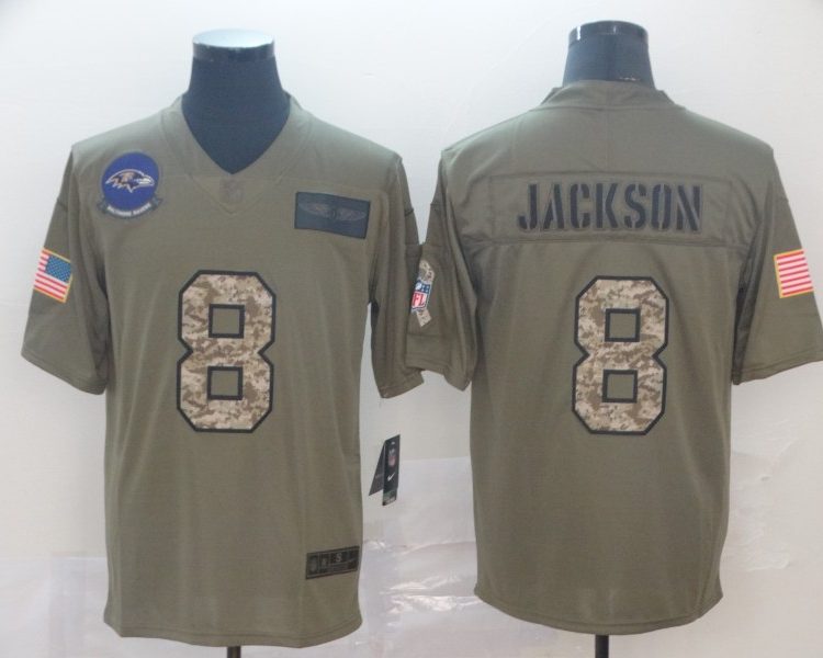 Men's Baltimore Ravens Lamar Jackson #8 Brown Authentic Jersey