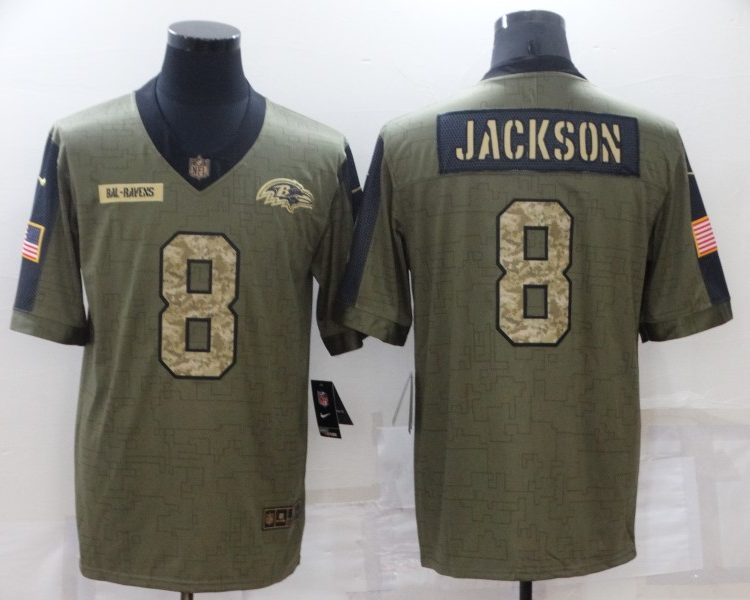 Men's Baltimore Ravens Lamar Jackson #8 Brown Jersey