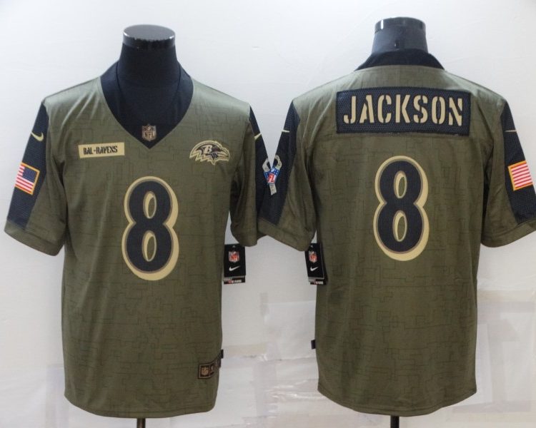 Men's Baltimore Ravens Lamar Jackson #8 Brown Jersey