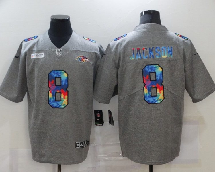 Men's Baltimore Ravens Lamar Jackson #8 Gray Jersey