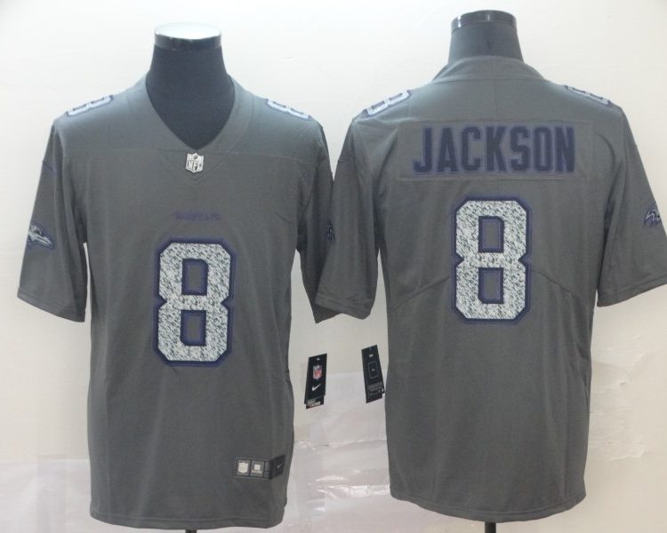 Men's Baltimore Ravens Lamar Jackson #8 Gray Jersey
