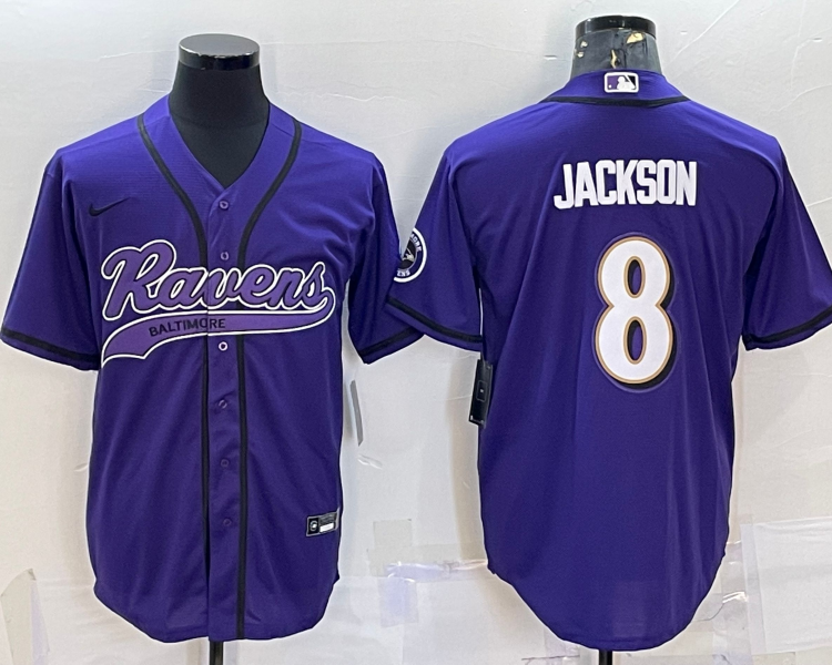 Men's Baltimore Ravens Lamar Jackson #8 Purple Jersey Joint Edition