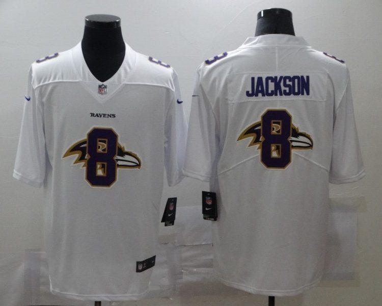 Men's Baltimore Ravens Lamar Jackson #8 White Alternate Jersey