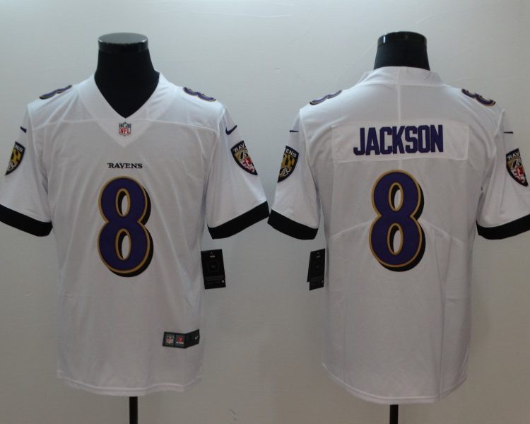 Men's Baltimore Ravens Lamar Jackson White Vapor Limited Jersey