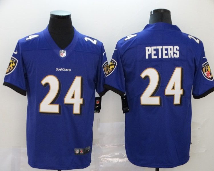 Men's Baltimore Ravens Marcus Peters #24 Purple Jersey