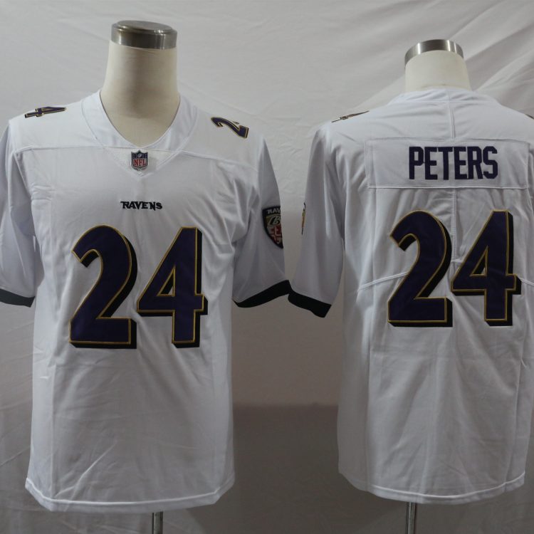 Men's Baltimore Ravens Marcus Peters #24 White Jersey