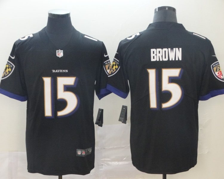 Men's Baltimore Ravens Marquise Brown #15 Black Jersey