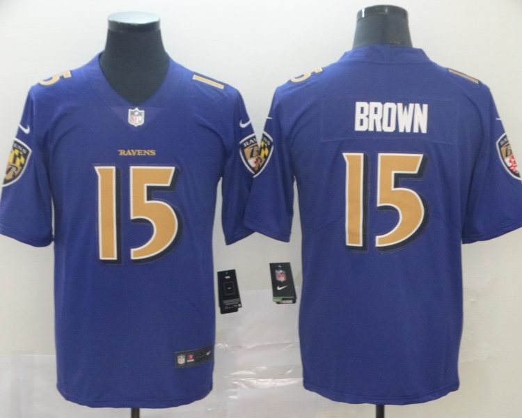 Men's Baltimore Ravens Marquise Brown #15 Purple Jersey