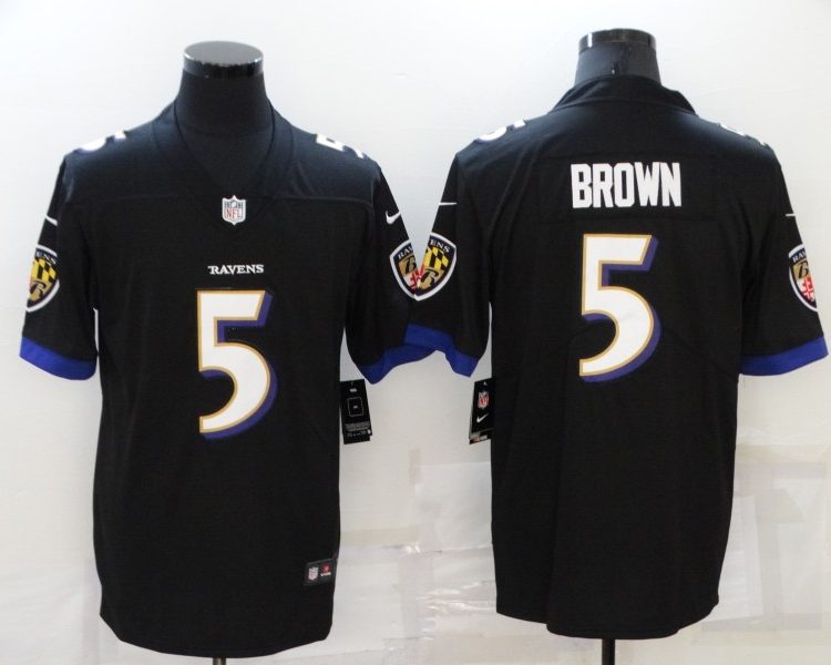 Men's Baltimore Ravens Marquise Brown #5 Black Jersey
