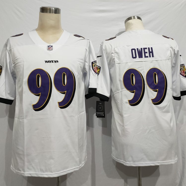 Men's Baltimore Ravens Odafe Oweh #99 White Jersey
