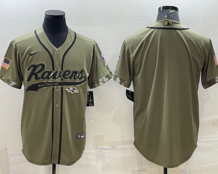 Men's Baltimore Ravens Olive 2022 Salute To Service Limited Blank Jersey