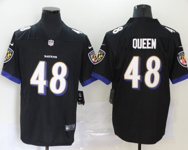 Men's Baltimore Ravens Patrick Queen #48 Black Jersey