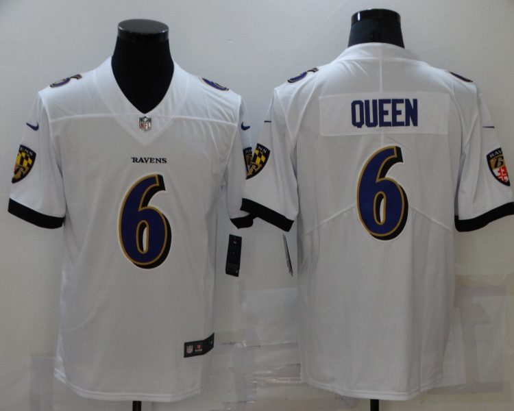 Men's Baltimore Ravens Patrick Queen #6 White Jersey