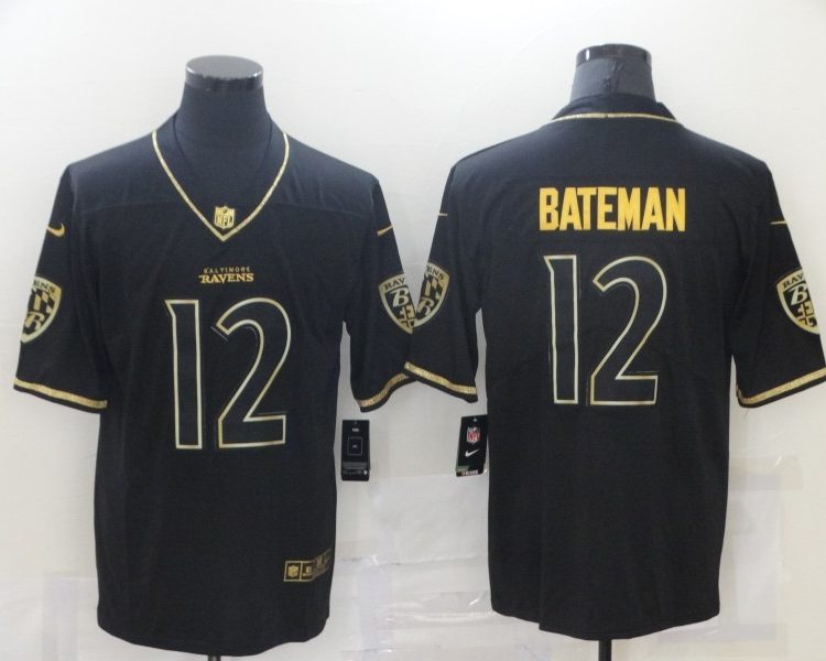 Men's Baltimore Ravens Rashod Bateman #12 Black Jersey