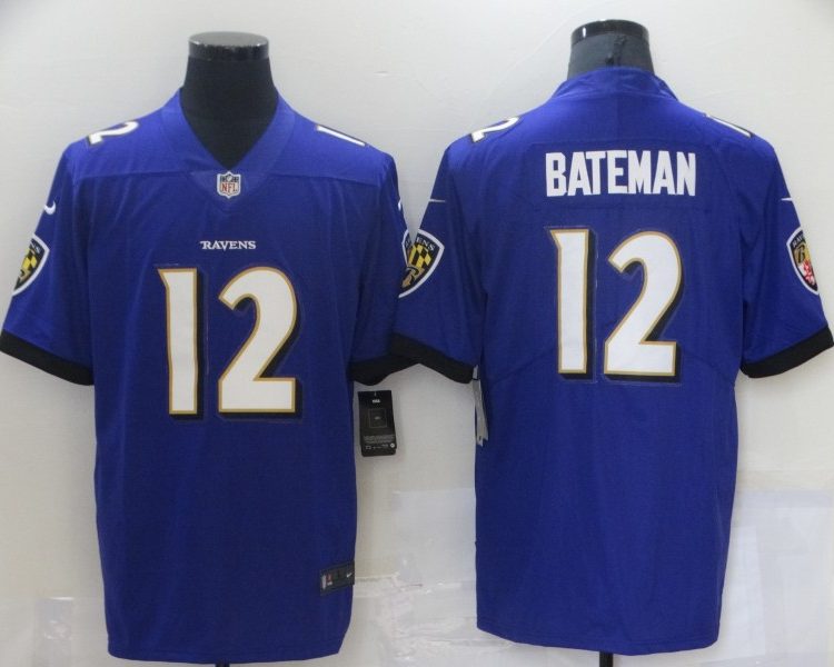 Men's Baltimore Ravens Rashod Bateman #12 Purple Jersey