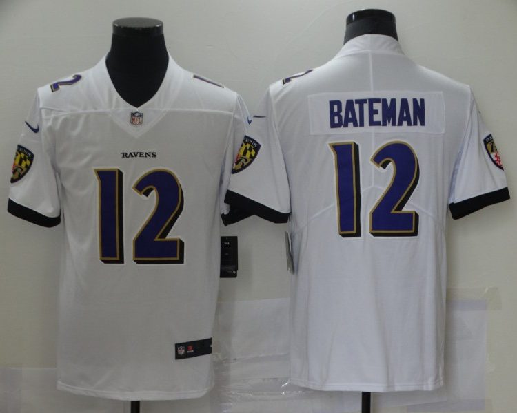 Men's Baltimore Ravens Rashod Bateman #12 White Jersey