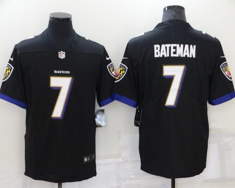 Men's Baltimore Ravens Rashod Bateman #7 Black Jersey