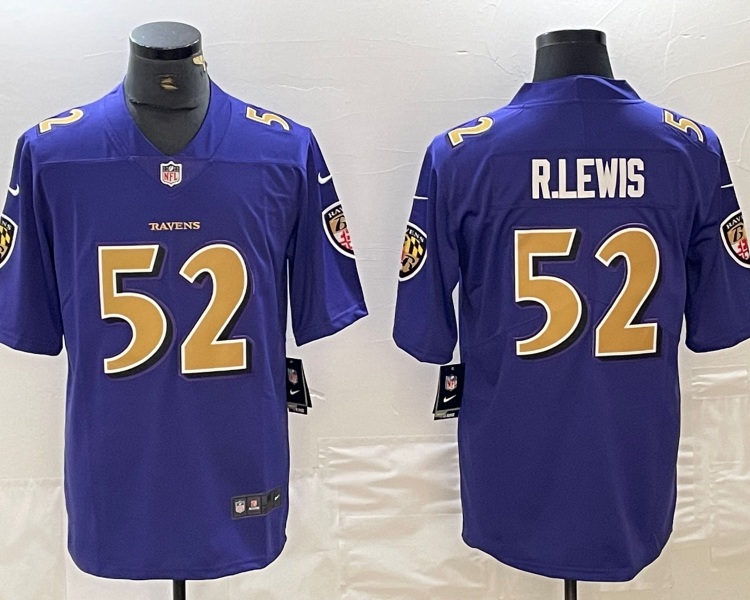 Men's Baltimore Ravens Ray Lewis #52 Purple Jersey