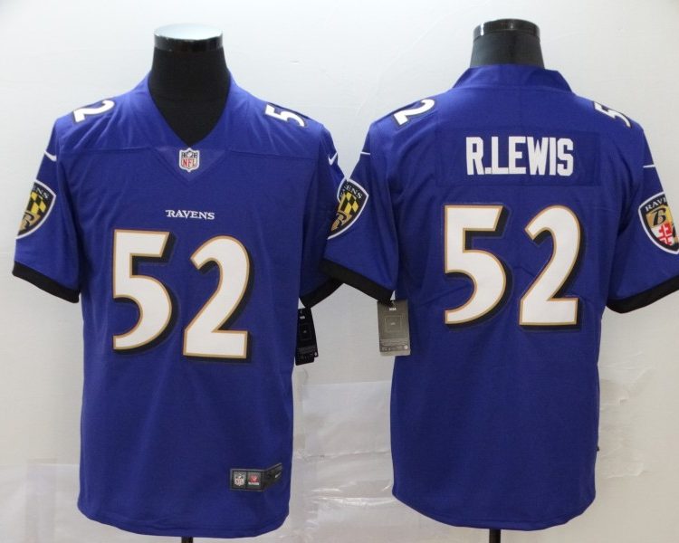 Men's Baltimore Ravens Ray Lewis #52 Purple Retired Jersey