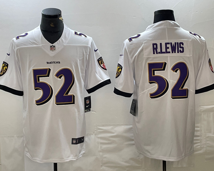 Men's Baltimore Ravens Ray Lewis #52 White Jersey