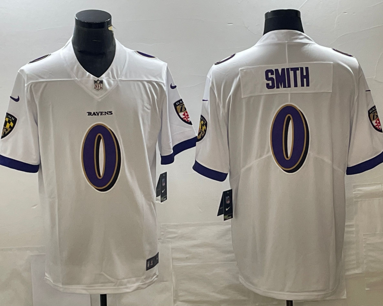 Men's Baltimore Ravens Roquan Smith #0 White Team Jersey