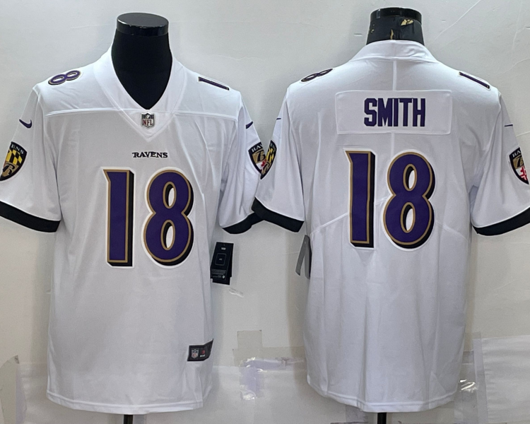 Men's Baltimore Ravens Roquan Smith #18 White Jersey
