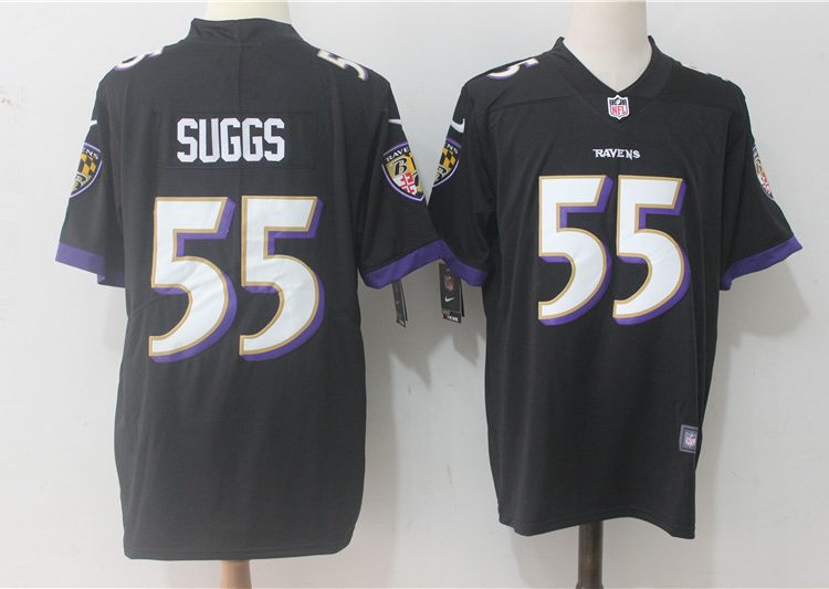 Men's Baltimore Ravens Terrell Suggs #55 Black Jersey
