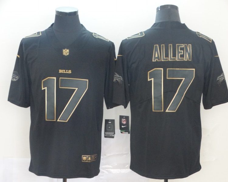 Men's Buffalo Bills #17 Josh Allen Black Authentic Jersey
