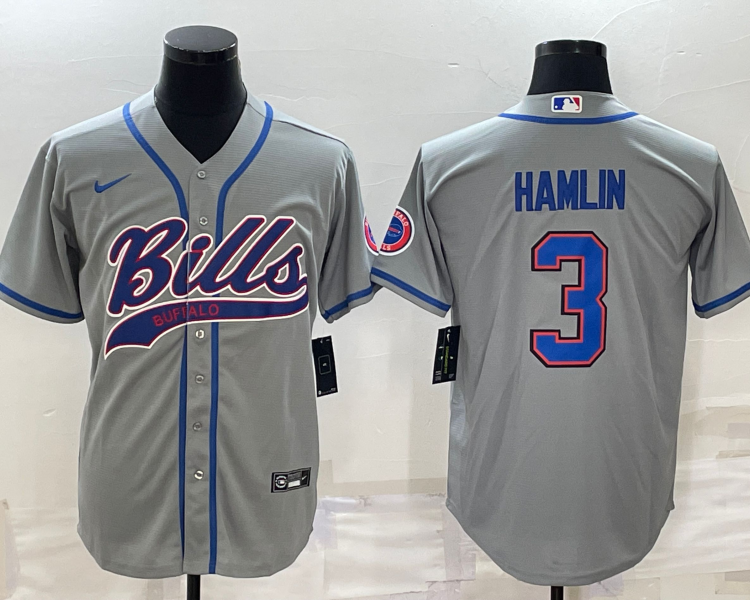 Men's Buffalo Bills Damar Hamlin #3 Gray Jersey Joint Edition